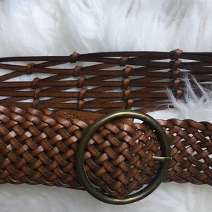 Anthropologie Leather Woven Belt